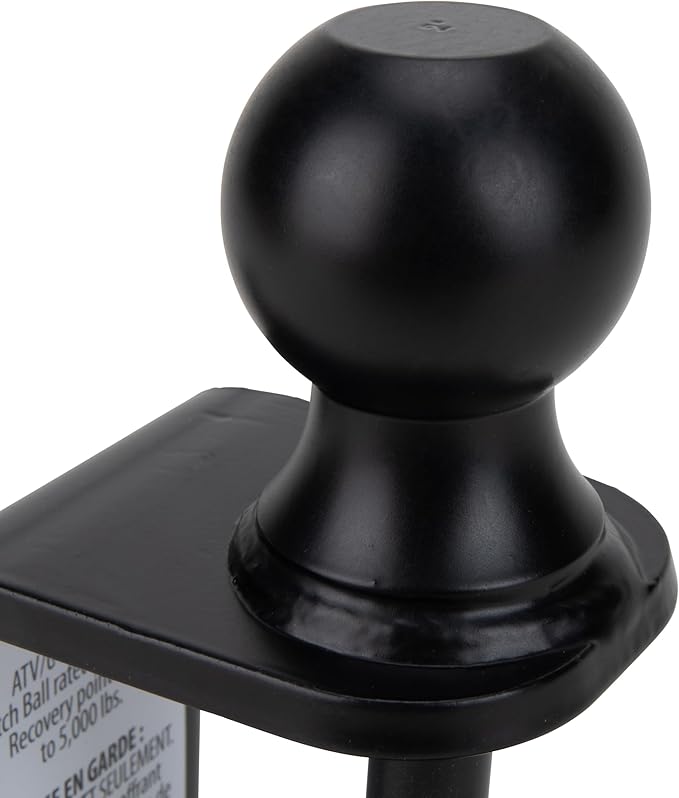 Camco Black Boar ATV/UTV Multi-Hitch – 2” Hitch Ball, 2” Shank, 6” Long – 2” Rise, 2,000 lb Capacity – Winch Strap Loop & 5/8” Pin Hole – Powder-Coated Steel (66025)