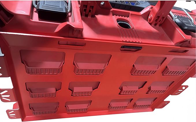 NyVoozy Packout Mounting Plate, Metal Base for Milwaukee Toolboxes, Wall or Floor Mount (2, red)