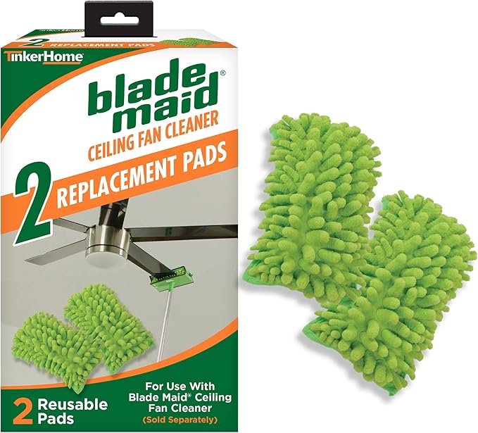 Blade Maid Replacement Microfiber Pads | Reusable, Machine Washable Pads for Blade Maid Ceiling Fan Cleaner with Extendable Pole for High Ceilings, Corner Cleaning Tool | Size 4.9" x 7.7" (Pack of 2)