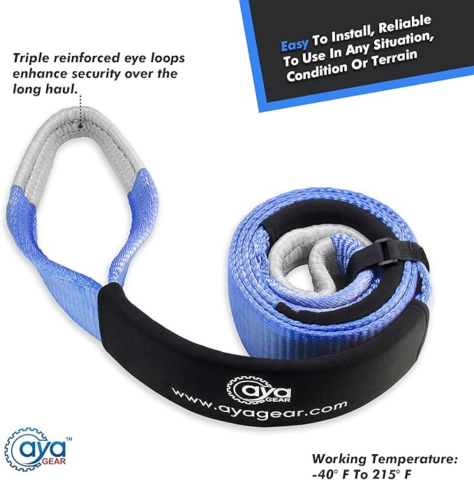 Recovery Tow Straps 3" x 10' |Tree Saver Winch Strap|Heavy Duty 35,000lbs Break Strength |Triple Reinforced Loop End | Use for Emergency 4x4 Towing or Recovery Tow Rope