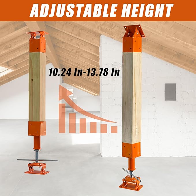Screw Jack Post Kit (10"-14") with 0-45° Swivel & 4x4 Joist Holder, 66000 LBS Heavy Duty Shore Jack for Beam Repair, Adjustable House Jack Post, Floor Joist Support and Crawlspace Shoring