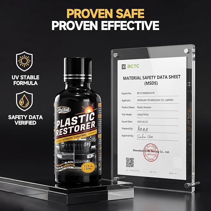 Plastic Restorer for Cars, Not a Dressing, Black Trim Restorer, Ceramic Crystal Coating Highly Concentrated, Lasting Up to 6 Months+ with UV Protection, Restore Automotive Exterior Protectant