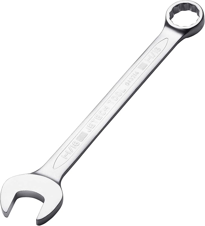 Jetech 1-1/16 Inch Combination Wrench - Industrial Grade Spanner with 12-Point Design, 15-Degree Offset, Made with Durable Chrome Vanadium Steel in Sand Blasted Finish, Forged, Heat-Treated, SAE