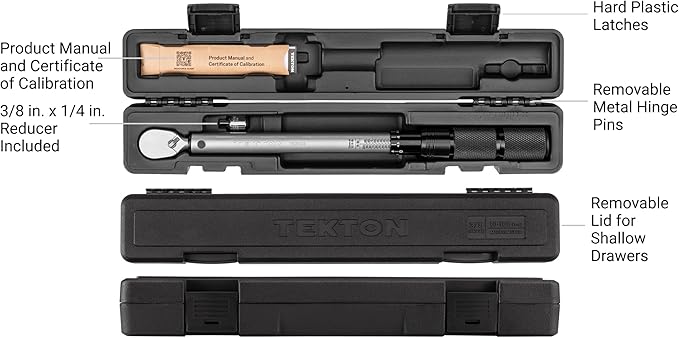 TEKTON 3/8 Inch Drive 90-Tooth Dual-Direction Micrometer Torque Wrench (10-100 ft-lb) | TRQ51402