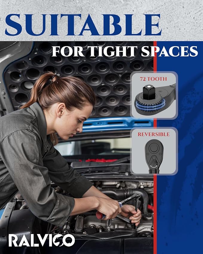 Torque Wrench Set 1/4'' & 3/8'' & 1/2'' ±3% Accuracy 72-Tooth Dual Scale Dual-Direction Adjustable Drive Click Torque Wrench 5-45 Ft.Lb& 20-220 In.Lb& 10-170 Ft.Lb for Bike,Car,Moto,Truck,DIY