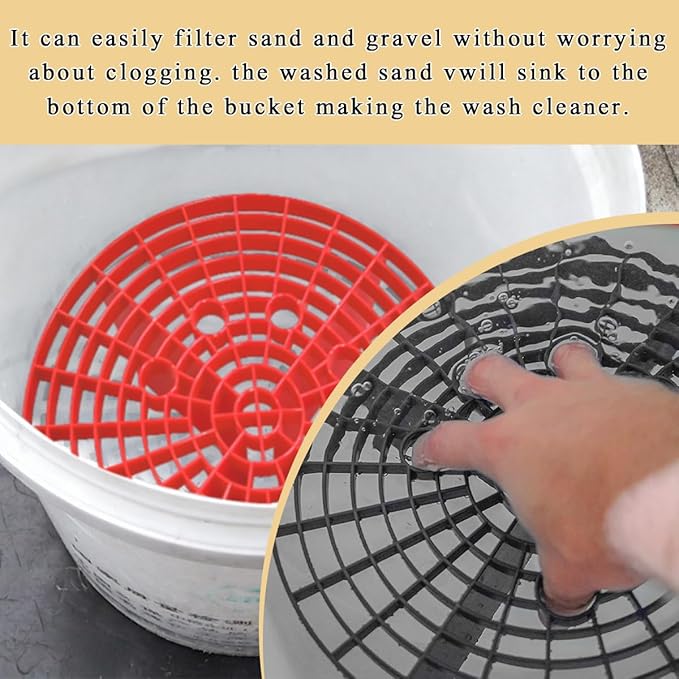 2 PCS Car Wash Bucket Insert, Plastic Wash Bucket Insert Removes Dirt Debris for Car Detailing Cleaning, Auto Detail Grit Trap Fits 12 Inch Diameter or 3-5 Gallon Bucket (Red)