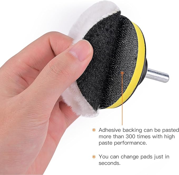 7 Pcs 5 Inch (125 mm) Wool Polishing Buffing Pad Car Polisher Buffer Drill Attachment with M14 Drill Adapter