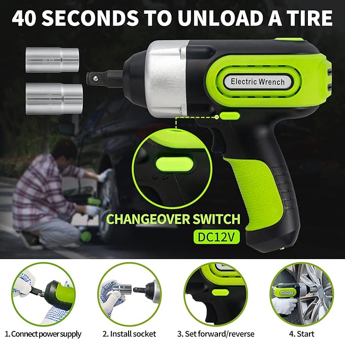 ActDoer Electric Car Jack Kit 5Ton 12V Hydraulic (Lifting Range: 6.1-20.86 inch) with Impact Wrench & Inflator for SUV, MPV with LCD & Tire Pressure Display