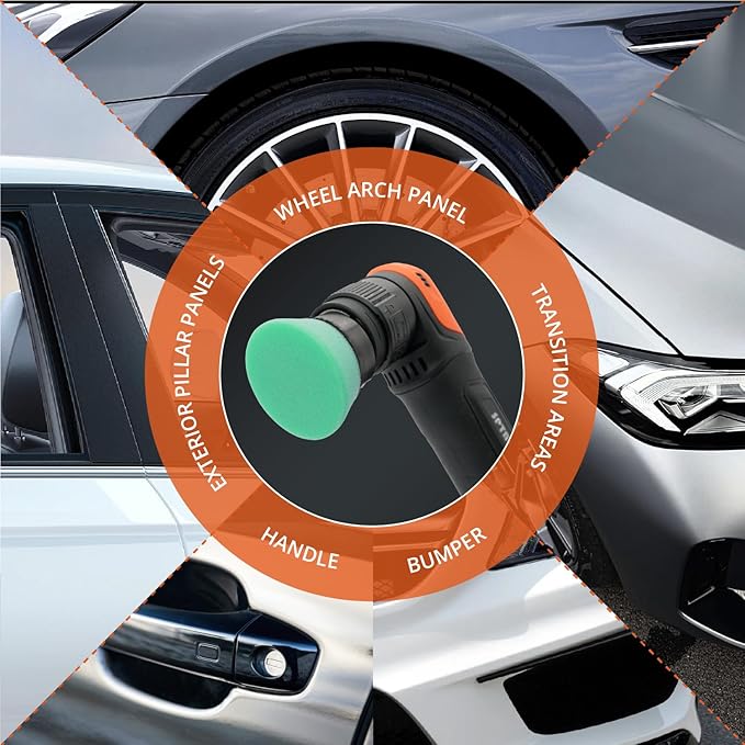 SPTA Green T120 Heavy-Cut Mini Polishing Foam Pad, 5Pcs 2inch/50mm Sponge Polishing Buffing Pads, Car Foam Detail Polishing Pad Kit for Car Detail Polishing, Small Area Polishing -FPTSS2G