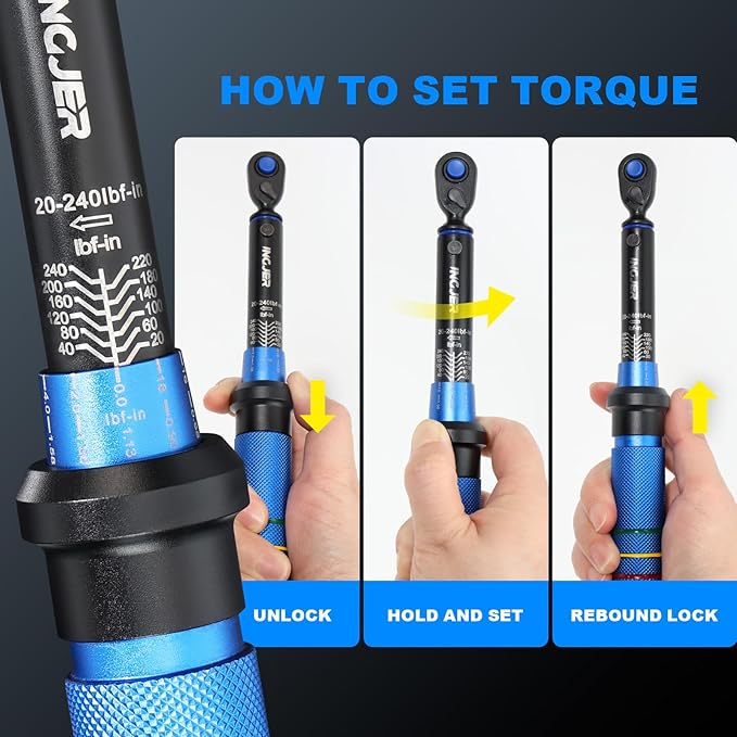 Torque Wrench, UPGRADE Mini 1/4" Drive Click Torque Wrench,20-240in.lb,Dual-Direction Adjustable 72 Tooth Click 1/4 InchTorque Wrench Bicycle for Bike, Motorcycle,Professionals & DIYers