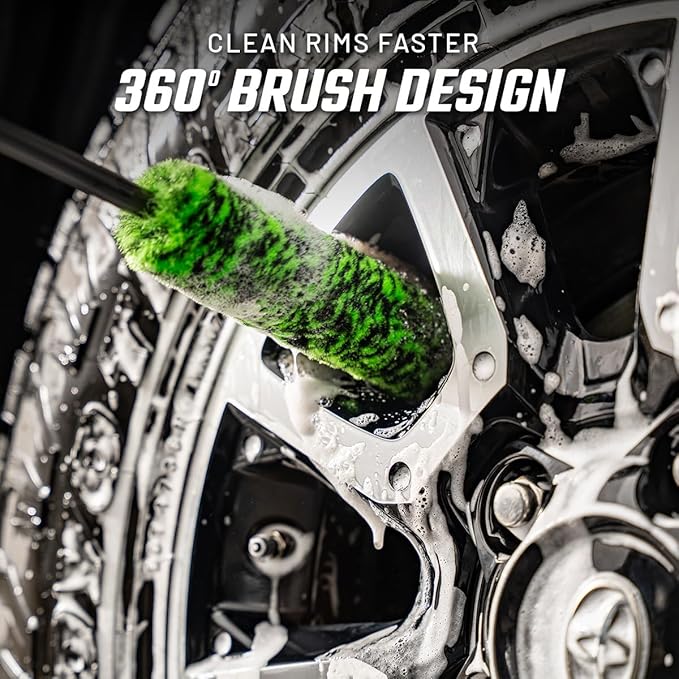 Slick Products Premium Non-Scratch Wheel Brush – Bendable Soft Bristle Rim & Wheel Cleaner for Cars, Trucks, SUVs, Off-Road Vehicles – Safe on Painted, Powder Coated & Chrome Wheels