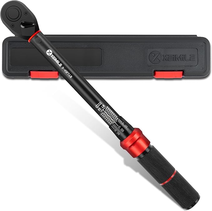 3/8-Inch Drive Click Torque Wrench - 5-45 Ft-Lb/6.8-61Nm, Dual-Direction Adjustable 72 Tooth Click Torque Wrench with Dual Range Scales, High 3% Precision for Bike, Motorcycle and Car Repair