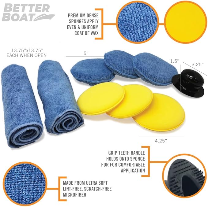 Microfiber Wax Applicator Pads, Soft Foam Hand Polish Sponges and Cloth Buffers, Bulk Waxing and Detailing Set for Boats and Cars, Polishing Application Pack