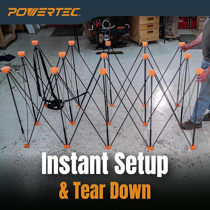 POWERTEC Arachni Flex Portable Workbench 4x4ft Collapsible Workstand - Heavy Duty Folding Work Table Base, 3500 lbs Capacity 36 Inch Work Height, No Assembly Mobile Work Station w/Carry Strap (71927)