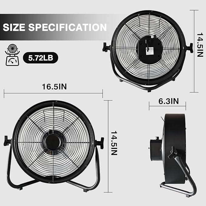 Rechargeable Battery Operated Drum Fan, Portable Outdoor Hurricane Emergency 7-47H Large Battery 12" Floor Fan Hi-Velocity Low Noise Cordless, Watching Event Camping Travel Indoor Home Patio
