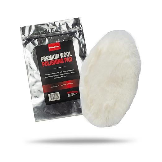 Maxshine 6" Universal Wool Buffing Polishing Pad – 100% Natural Wool with Hook & Loop – Professional Pad for Paint Correction & Oxidation Removal – Compatible with DA & Rotary Polishers
