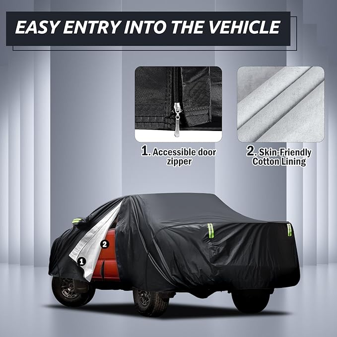 Migaven 6 Layers Car Cover Custom Fit for Toyota Tacoma 2005-2025, Waterproof Full Exterior Cover Rain Sun Protection with Door Zipper