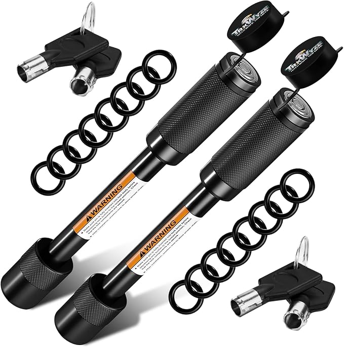 2-Pack Locking Hitch Pin, Keyed Alike — Rust-Resistant Hitch Pin Lock, 3-1/2" Span Hitch Lock for 2” & 2-1/2” Receivers, Pick-Resistant for Secure Towing (Keyed2Pack)