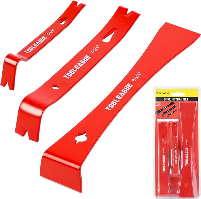 TOOLEAGUE 3Pcs Mini Flat Pry Bar Set,5-1/4",7-1/4"Small CrowBar,9-1/4" Beekeeper Scraper with Nail Puller,Woodworking Tools,Bee Hive Tool