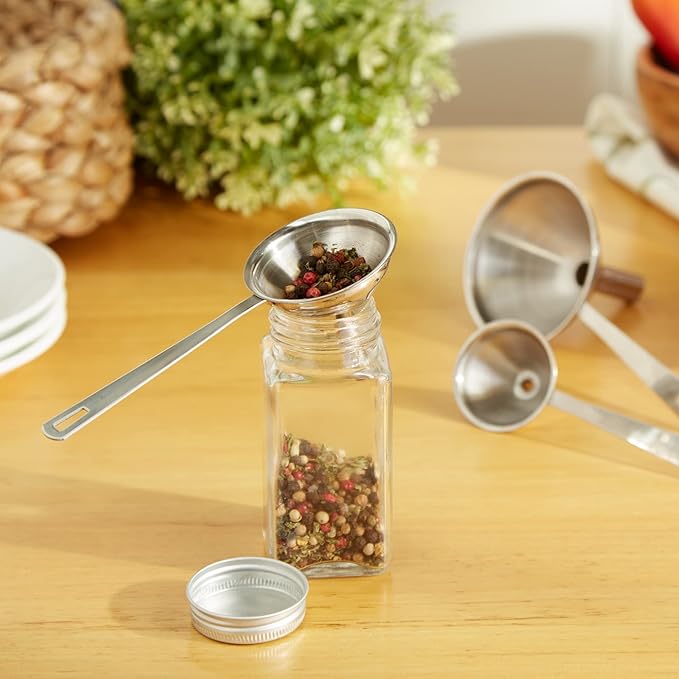 RSVP International Endurance Collection Kitchen Spice Jar/Oil Bottle Funnel, Stainless Steel and Dishwasher Safe, Mini Set, Various Sizes