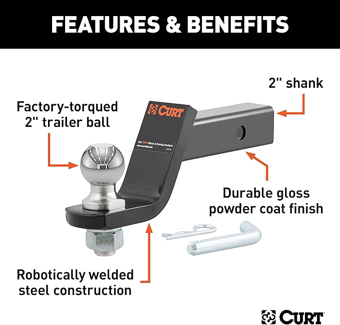 CURT Manufacturing 45056 Class III 2" Loaded Ball Mount with 2" Ball