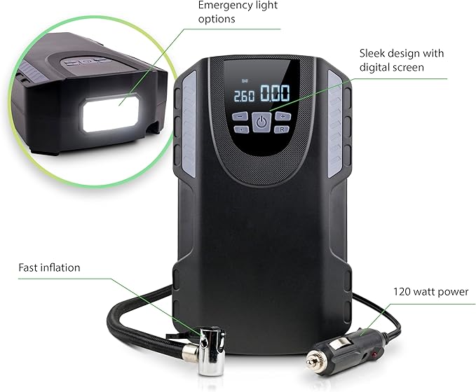 PORTABLE AIR COMPRESSOR/TIRE INFLATOR BY ILLINOIS GLOVE COMPANY MODEL IGC #AC120