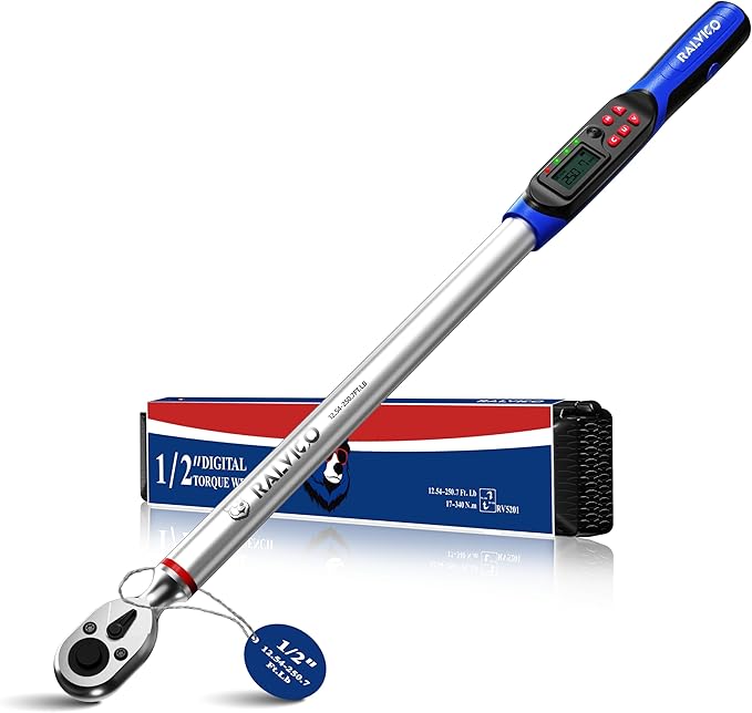 1/2 Digital Torque Wrench (12.54-250.7 Ft. Lb/ 17-340 N.m) ±2% Accuracy with Track Mode Torque Wrench Digital with Vibration, Buzzer and LED Alert for Car,Motorcycle Repair, DIY