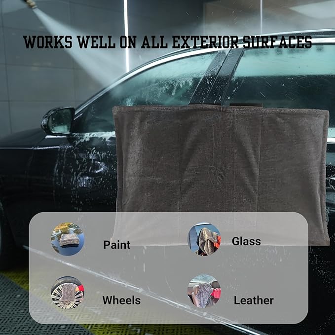 Extra Large 24x36 Car Drying Towels, 1300GSM Absorbent Microfiber, Double Twisted Velvet, Rinse-Free Streak-Free, One Pass Soft Efficient Drying, for Car Detailing, SUV Truck Exterior Care
