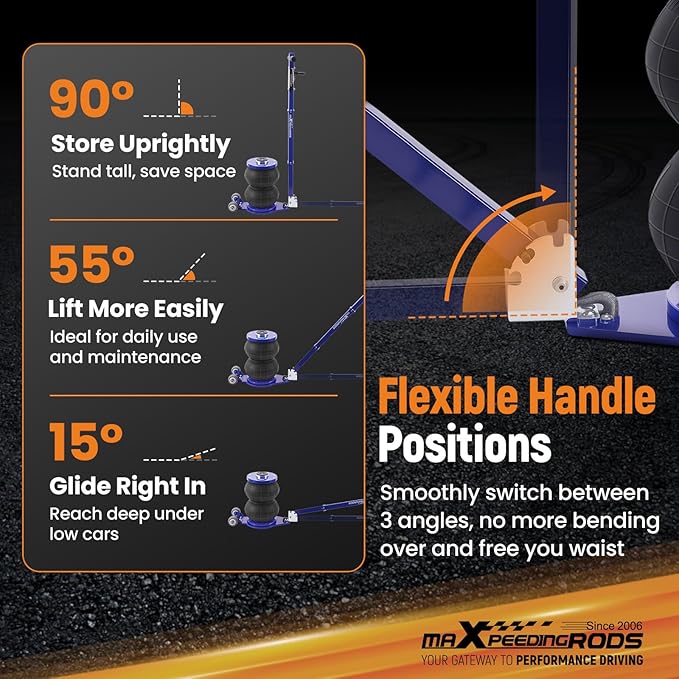 maXpeedingrods 3 Ton (6600 lbs) Air Jack Low Profile Pneumatic Jack, Lifting Range 4.72" to 14.17", with 3.15" Extension Adjustable Handle, Low Enough for Sports Cars Sedan Coupe Wagon