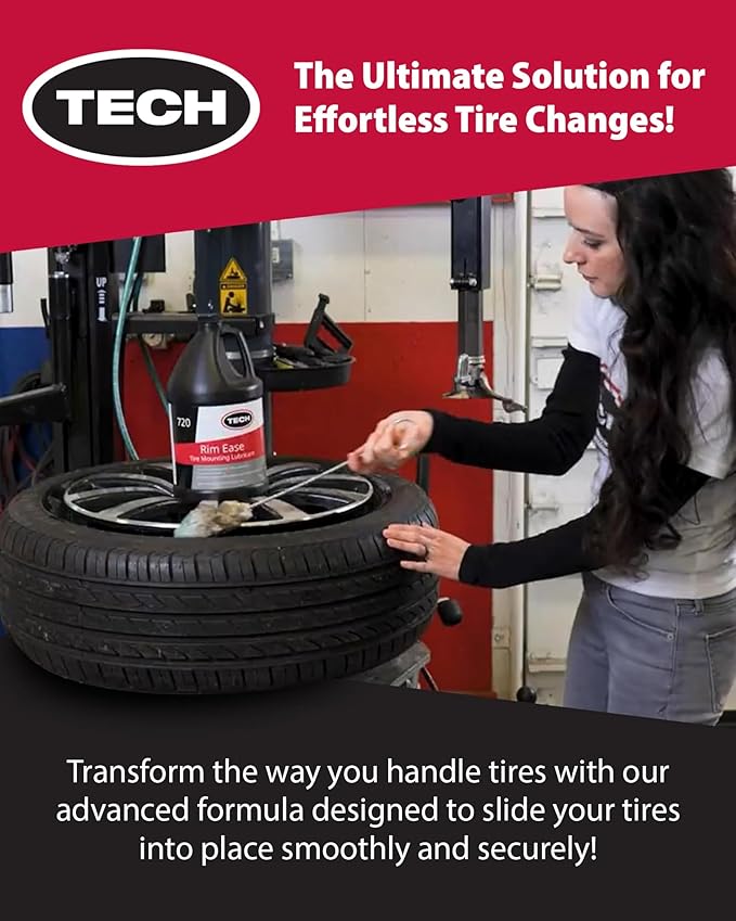 TECH Rim Ease Tire Mounting Lube – Efficient & Easy Tire Mounting & Demounting, Ideal for Automotive & Heavy-Duty Repairs, Petroleum & Silicone-Free, w/Rust Inhibitors, Ready-to-Use Formula, 1-Gallon