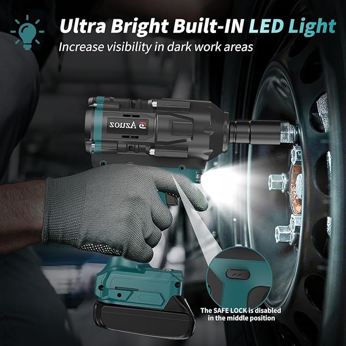 Cordless Impact Wrench 1/2 For Makita 18V Battery,1500Nm/1106FT-LBS Brushless Impact Driver,4-Speed Impact Drill Gun Tool 2100 RPM High Torque With 5 Sockets for Automotive/Motorcycle Repair