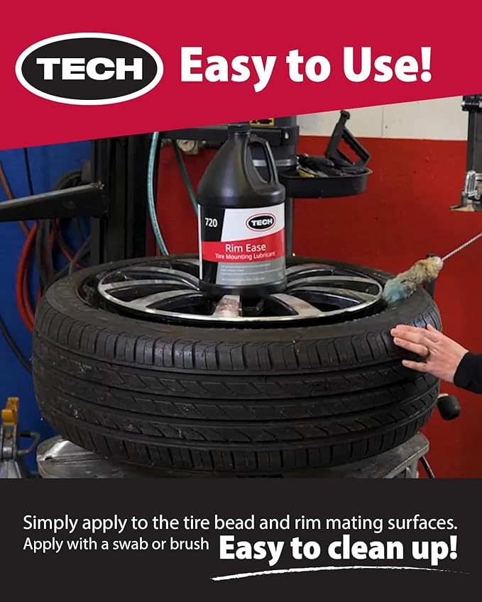 TECH Rim Ease Tire Mounting Lube – Efficient & Easy Tire Mounting & Demounting, Ideal for Automotive & Heavy-Duty Repairs, Petroleum & Silicone-Free, w/Rust Inhibitors, Ready-to-Use Formula, 1-Gallon