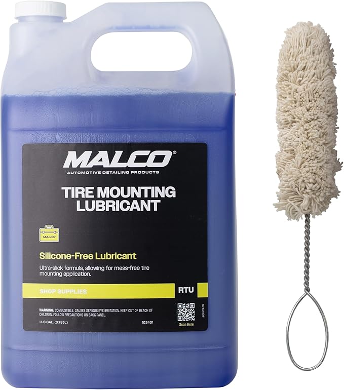 Malco Tire Mounting and Demounting Lubricant with Applicator - Tire Lube for Changing Tires/Improved Bead Seal & Rust Protection for Automotive, Truck, Farm, and Construction Tires