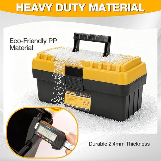 4 Pack Tool Box Heavy Duty Plastic Toolbox with Removable Trays & Dividers,Professional Lockable Portable Storage Box 13"15"17"19"Organizers for Garage Workshop Jobsite Home Hand Power Craft Tools