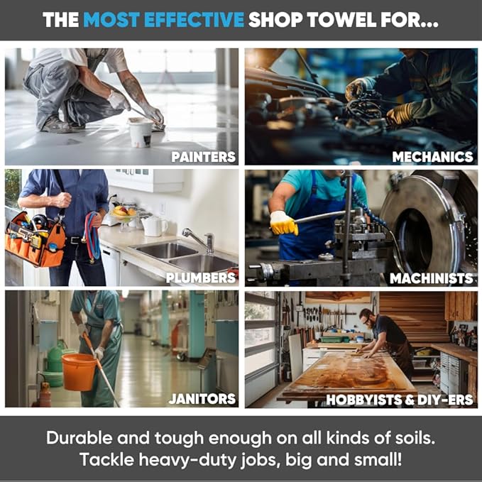Microfiber Wholesale Microfiber Shop Towels | MWipes Reusable Red Shop Rags | 50 Rags in a Box | Super Absorbent, Machine Washable Hundreds of Times | Automotive, Paint, Industrial, Detailing