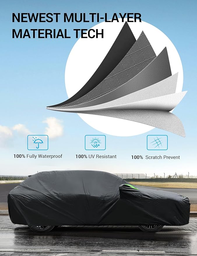 Proadsy 6 Layers Full Car Cover Custom Fit for Chevrolet Chevy Equinox 2005-2024 2025 2026 Windproof All Weather Waterproof Sun Rain UV Dust Snow Protection Outdoor Covers