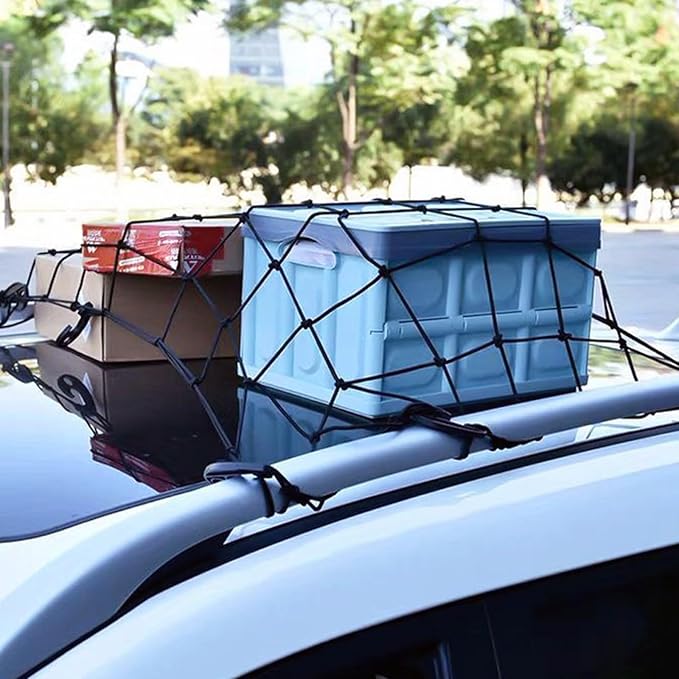 WSSROGY 4' x 6' Cargo Net Stretches to 6' x 12', Heavy Duty Cargo Netting for Pickup Truck Bed, Roof Rack Net with Hooks Carabiners
