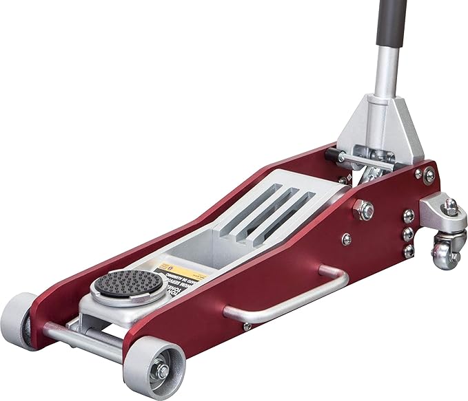 Big RED 3 Ton Floor Jack,Full Aluminum Ultra Lightweight Low Profile Car Jack with Dual Piston Quick Lift Pump,Hydraulic Racing Floor Jack for Vehicle,6,000 lb Capacity,Red,TAM830003XL