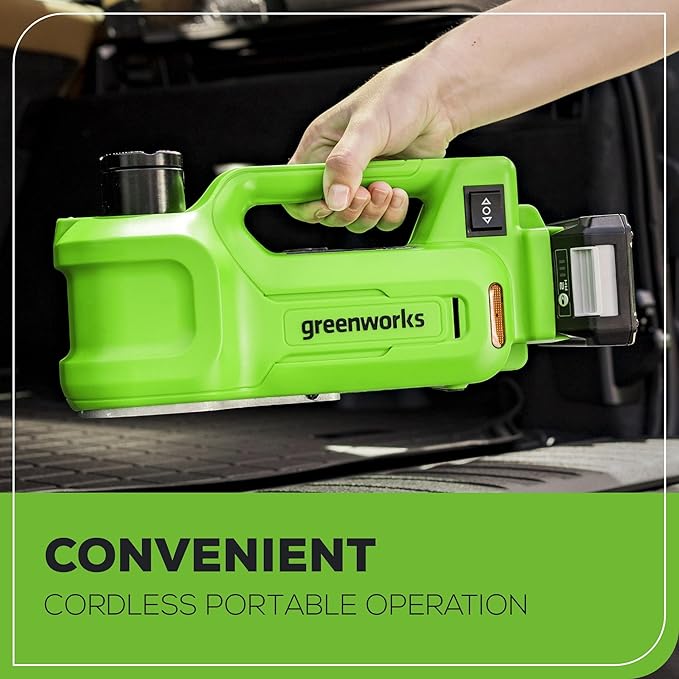 Greenworks 24V Cordless Car Jack Kit, 3 Ton Max Loading For Vehicle Weigh Hydraulic Jack with 2Ah Battery and Charger