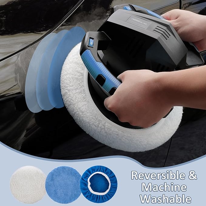 THINKWORK 10 Pcs Car Polishing Pad - 10 Inch Buffing Pad, Microfiber Wax Applicator Pad, Wool, Coral Fleece