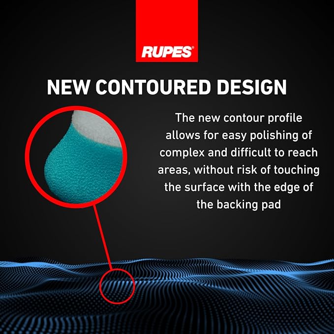 RUPES 180mm Pack of 6 Light Blue D-A Intermediate Foam Polishing Pads Ideal for Moderate to Fine Paint Correction & Gloss Enhancement | Compatible with 6" Backing Plate