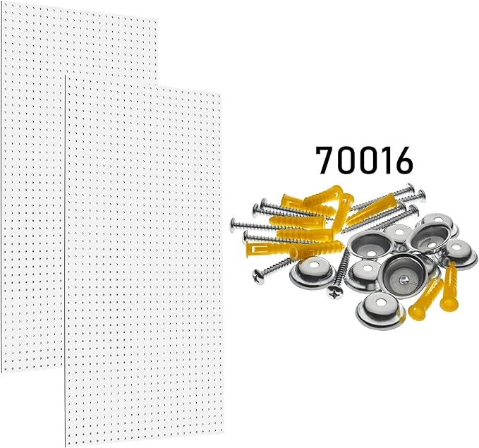 Triton Products High Density Fiberboard Pegboards with Mounting Hardware, 24" x 42" x 1/4", White (Set of 2)