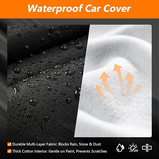 Car Cover for Jeep CJ7 1976-1986, Waterproof 420D Oxford Cloth and Cotton Cover Outdoor Full Car Covers with Zipper Windproof Heavy Duty All Weather Protection