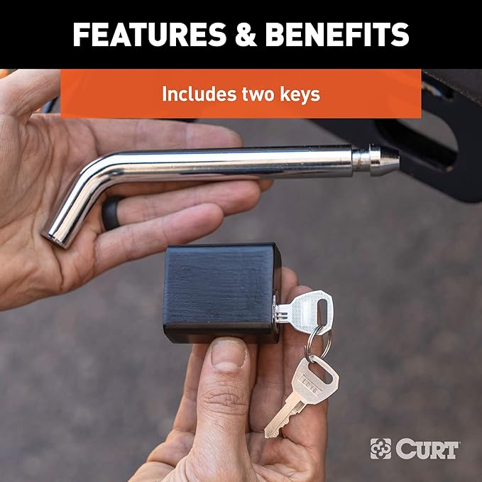 CURT 23021 Trailer Hitch Lock, 5/8-Inch Pin Diameter, Fits Most 3-Inch Receivers (Pack of 4)