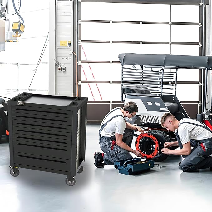 7-Drawer Rolling Tool Chest,34.2W x 18.1D x 37.4H inches,Tool Storage Cabinet with Brake Wheels,Lock & Key for Garage, Warehouse,Repair Shop,Workshop