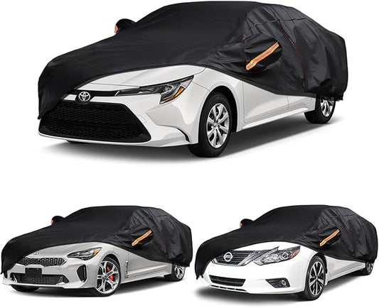 Car Cover Custom Fit for Toyota Camry, Kia Stinger, Nissan Altima, 6 Layer Heavy Duty Car Cover Waterproof All Weather with Cotton Liner