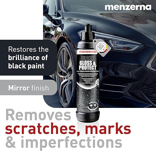 MENZERNA Black Gloss & Protect 8.5 oz I 2-in-1 Black Car Polish & Sealant I Removes Fine Scratches, Swirl Marks & Holograms I Restores & Protects Car Paint I Color Depth & Glossy Finish