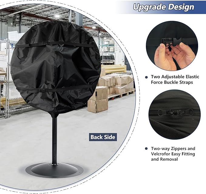 Heavy Duty Oxford Dustproof Fan Cover - Waterproof Outdoor Wall Mount - Black, Compatible for 18-20 Inch Industrial & Pedestal Fans