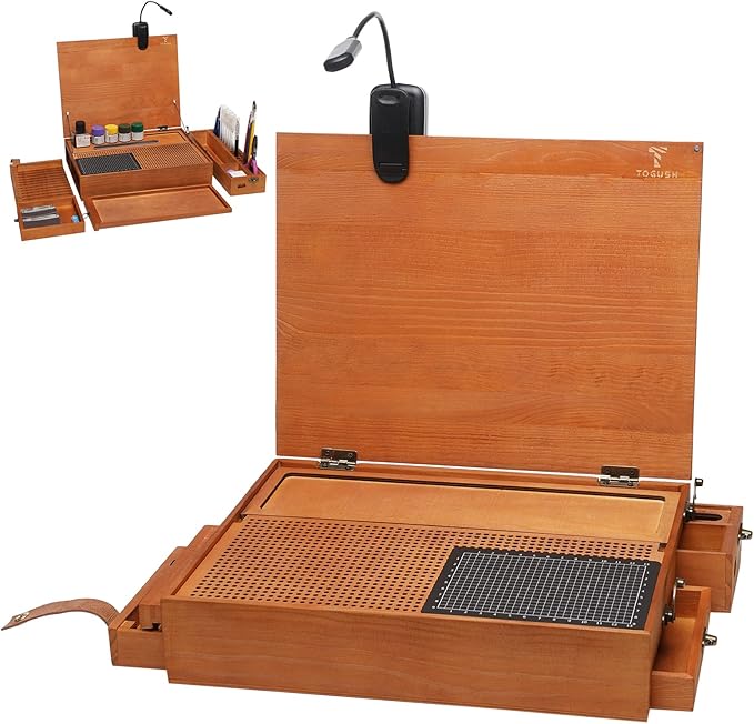 Model Building Station, Portable Model Building Workbench with Light & Cutting Mat Model Kit Tool Storage for Model and Miniatures, Folding Worktable Model Pieces Shelves
