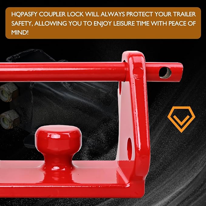 HQPASFY Trailer Hitch Lock, Trailer Coupler Lock with Pin, Coupler Lock Model Tl-33 Trailer Lock,Fits Over 2" to 2-5/16" Couplers - Red